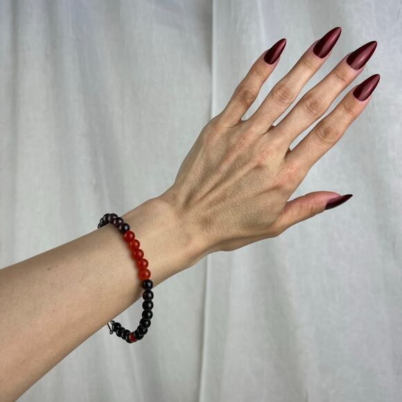 Carnelian Garnet Obsidian Crystal Gemstone Bead Bracelet Handmade - Picture 14 of 16